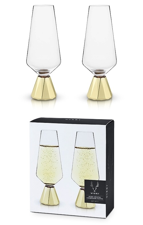 Raye Spire Crystal Champagne Flutes By Viski Set Of 2 Personalized Gifts And Party Favors