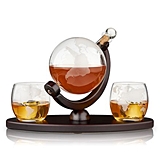 Globe Decanter & Whiskey Tumblers with Etched World Maps by VISKI