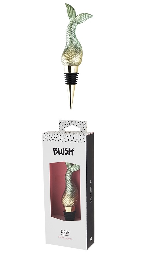 "Siren" Mermaid Tail Golden-Metal Bottle Stopper by Blush