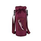 Grab & Go Insulated Bottle Carrier in Burgundy with Corkscrew by True