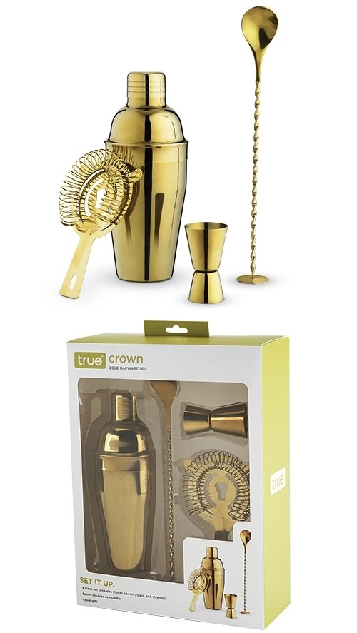 Crown: Gold-Plated Barware Set by True