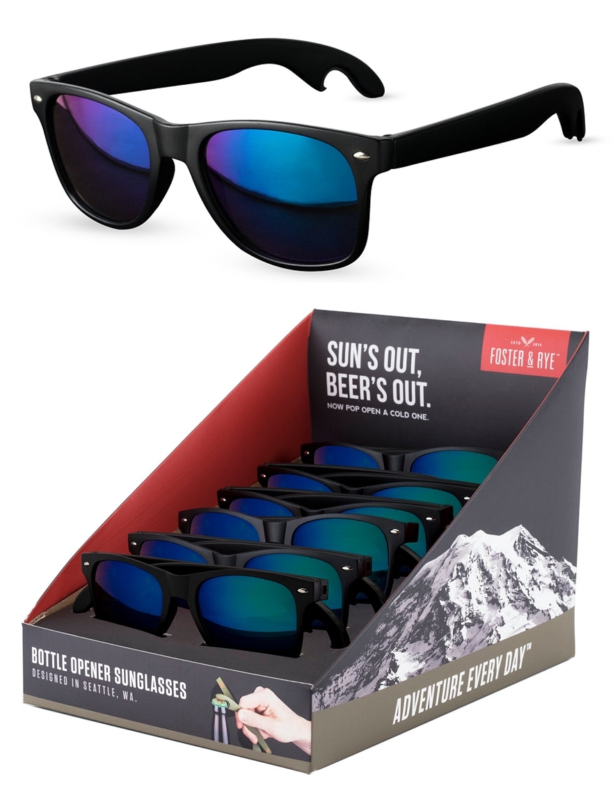 Matte Black Bottle Opener Sunglasses by Foster and Rye (Set of 6)