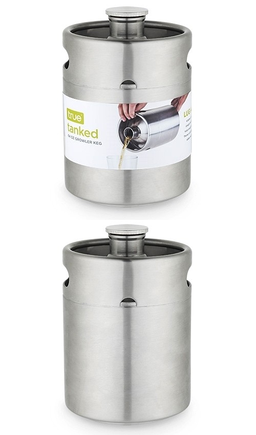 Tanked: 64 oz Stainless-Steel Growler Keg with Handles by True