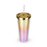"Bougainvillea" Metallic Ombre Tumbler w/ Gold Lid by Blush
