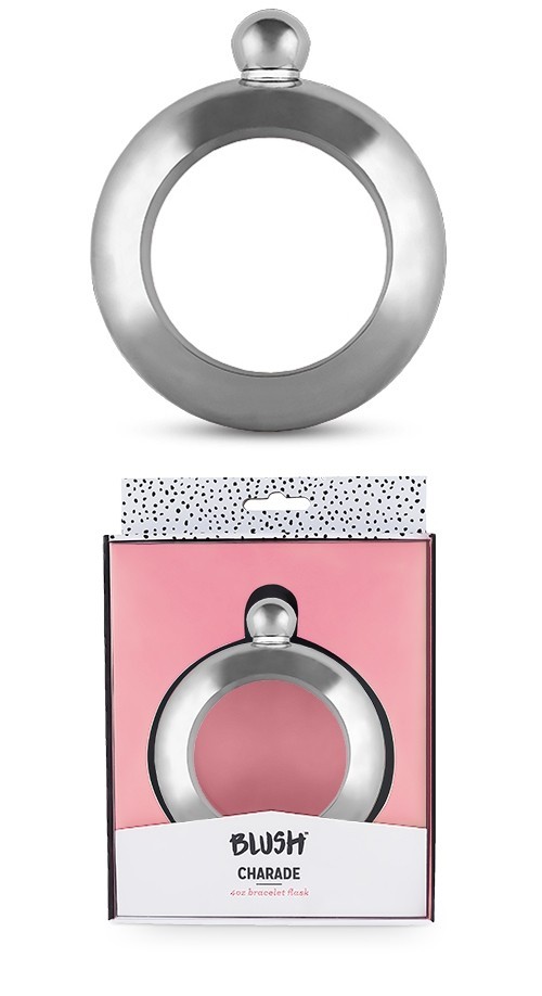 Charade Collection Silver-Colored-Metal Bracelet Flask by Blush