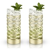 Belmont Collection Gold & Crystal Patterned Highball Glasses by VISKI