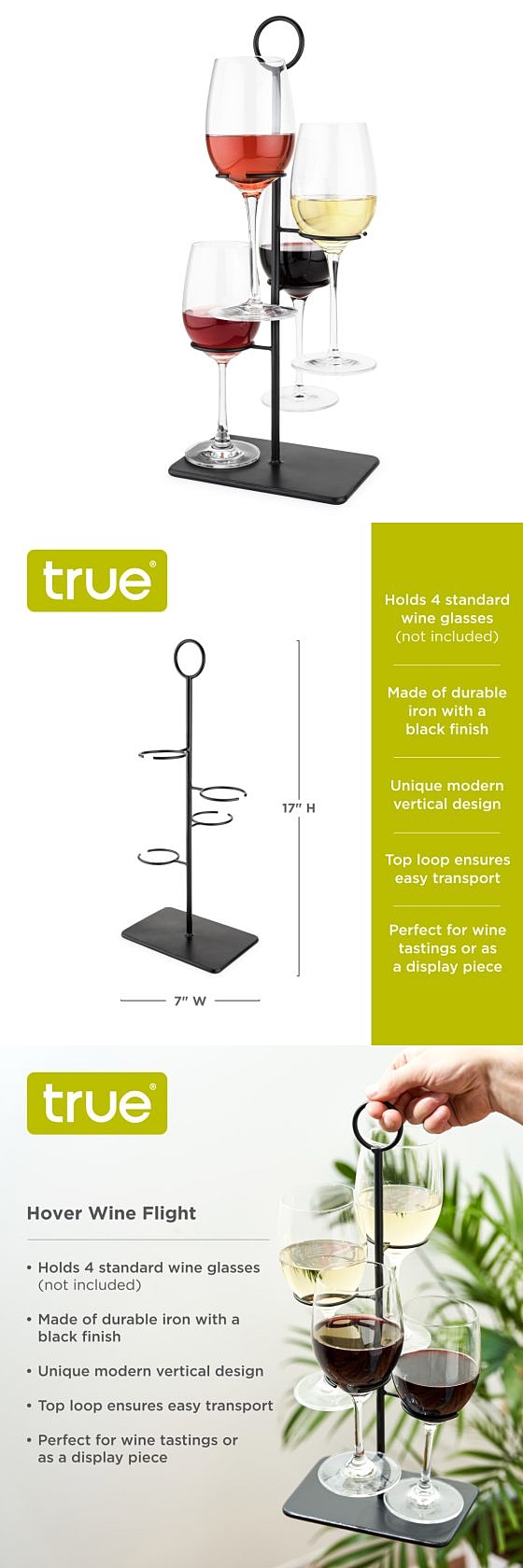 "Hover" Black-Finish-Iron Wine Flight by True