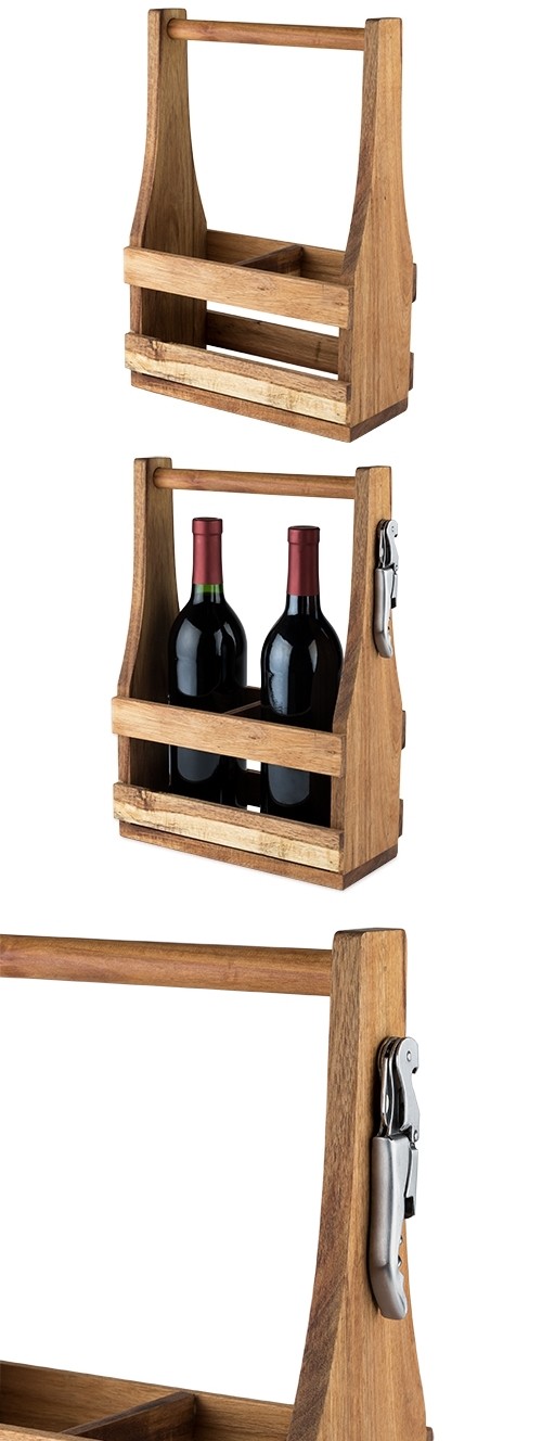 Country Home Acacia Wood Wine Caddy With Waiter S Cork By Country Home Acacia Wood Wine Caddy With Waiter S Cork By Twine