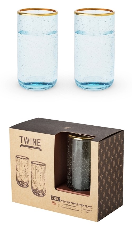 Seaside: Aqua Bubble Glass Tumbler Set by Twine