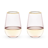 Garden Party: Rose Crystal Stemless Wine Glasses by Twine (Set of 2)