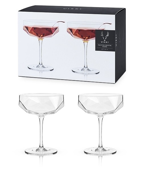 Viski Faceted Crystal Tumblers (Set of 2)