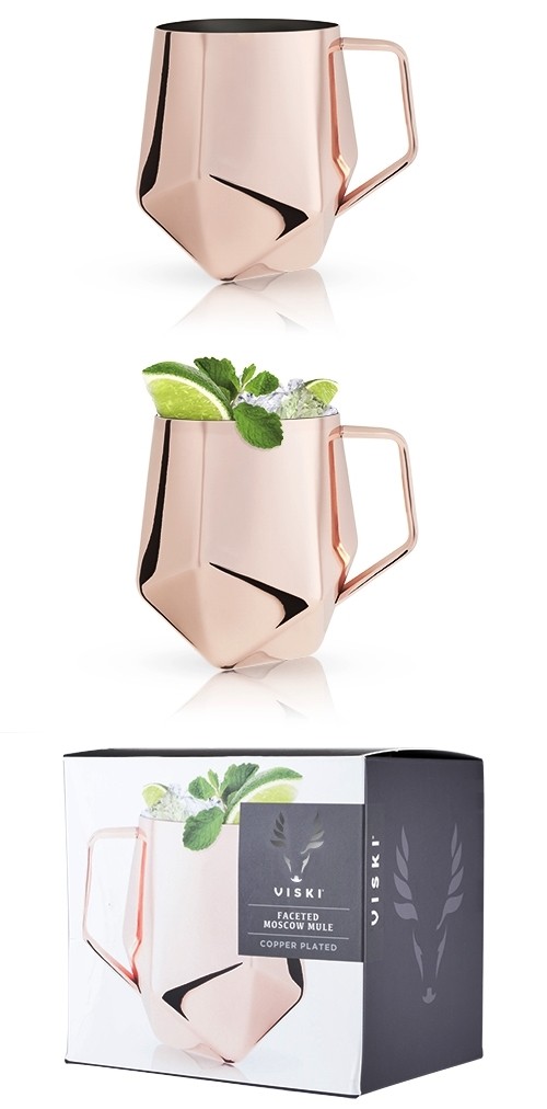 Summit: Faceted Polished-Copper-Plated Moscow Mule Mug by VISKI