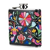 Stainless-Steel Flask with Embroidered Faux Leather Wrap by Blush