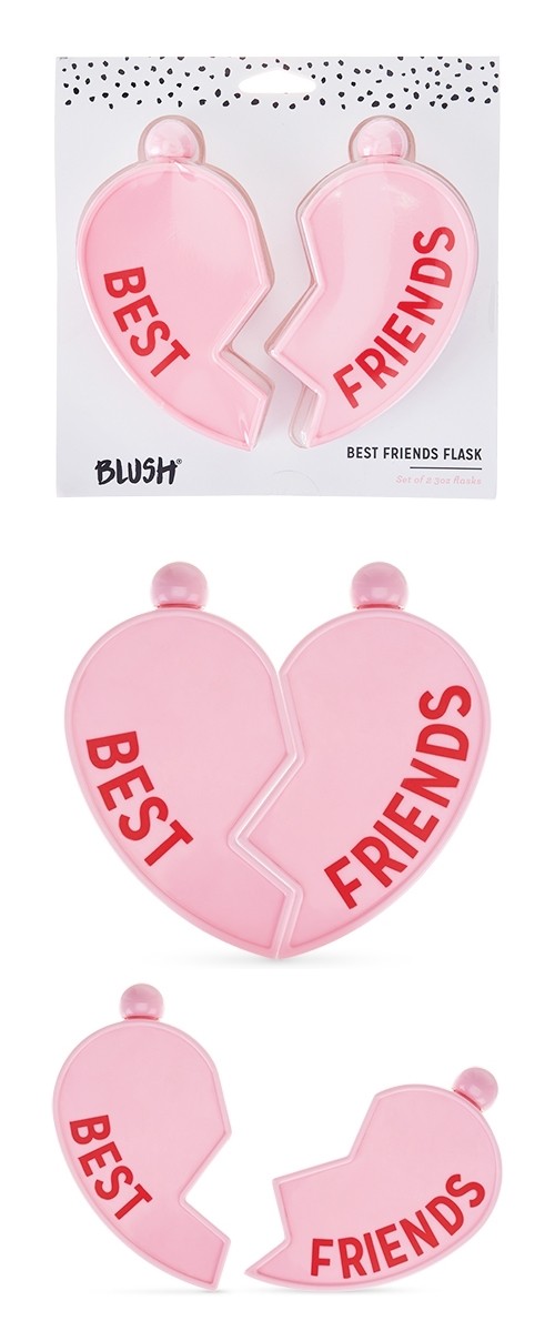 "Bestie" Heart-Shaped Flasks by Blush (Set of 2)