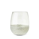 Glimmer: Silver Glitter Silicone Wrapped Stemless Wine Glass by Blush