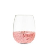 Glimmer: Pink Glitter Silicone Wrapped Stemless Wine Glass by Blush