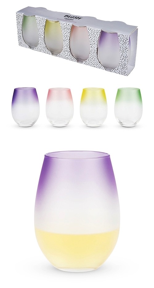 Frosted: Ombre' Stemless Wine Glasses by Blush (Set of 4)