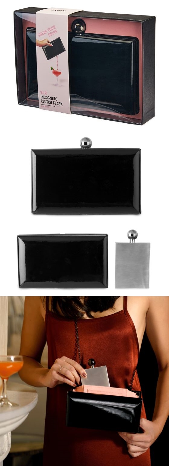 V.I.P. Black Incognito Hard-Shell Clutch Flask by Blush