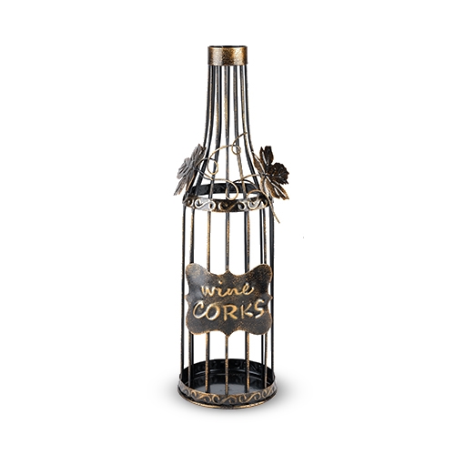 Bronze-Finish-Metal Wine Bottle Shaped Cork Holder by True