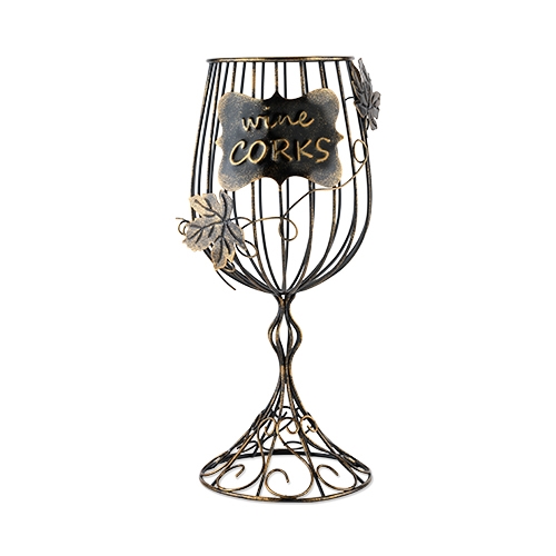 Bronze-Finish-Metal Wine Glass Shaped Cork Display by True