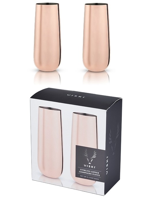 Summit: Stemless Copper Champagne Flutes by VISKI (Set of 2)