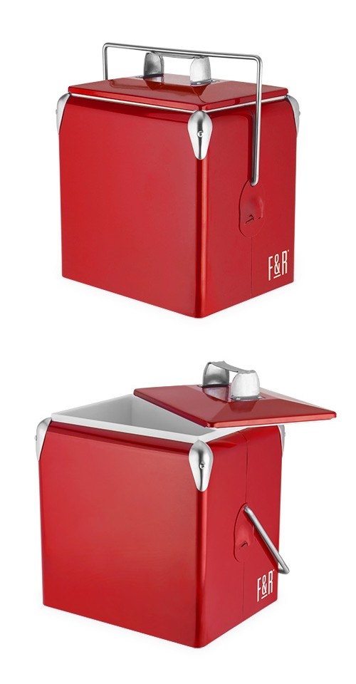 Vintage Metal-Exterior Cooler in Red by Foster & Rye