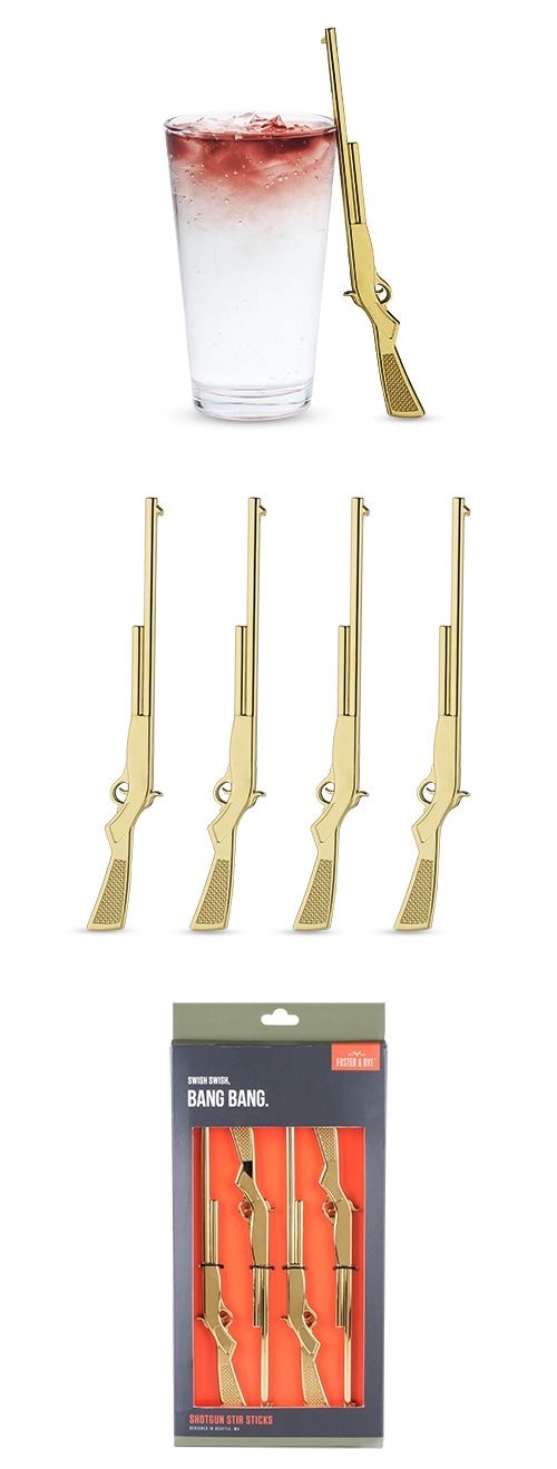 Gold-Plated Shotgun-Shaped Stir Sticks by Foster & Rye