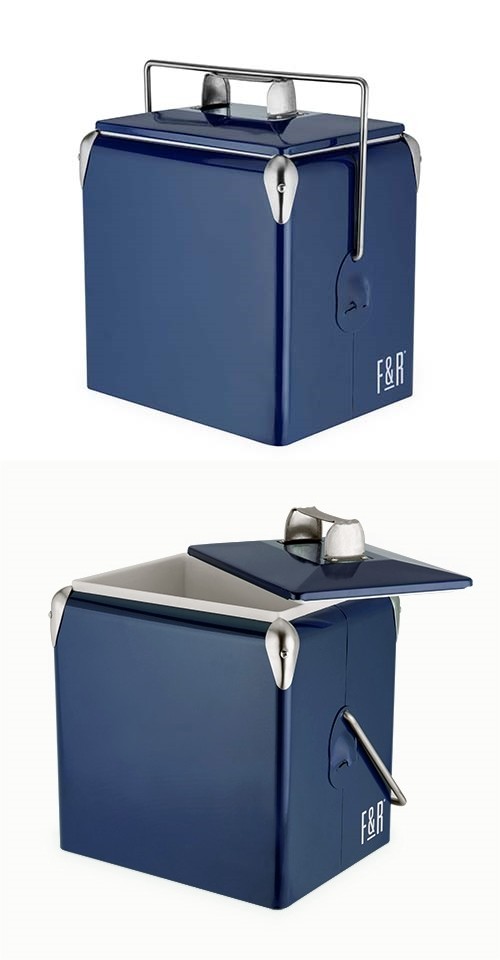 Vintage Metal-Exterior Cooler in Dark Blue by Foster & Rye