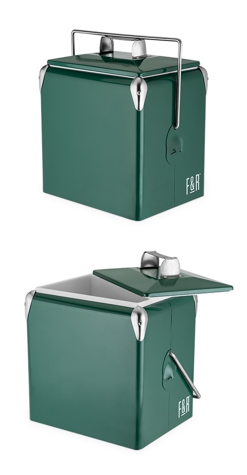 Vintage Metal-Exterior Cooler in Dark Green by Foster & Rye