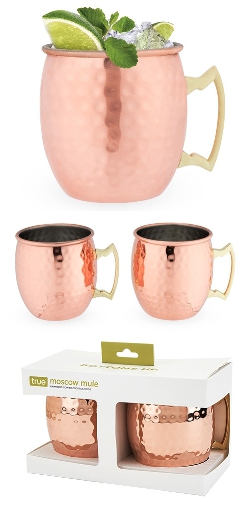 Hammered Moscow Mule Copper Mugs by True (2 Pack)