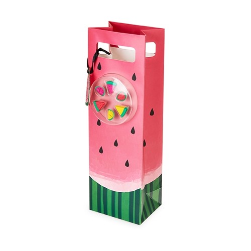Watermelon Closeup Motif Wine Bag & Silicone Wine Markers by Cakewalk