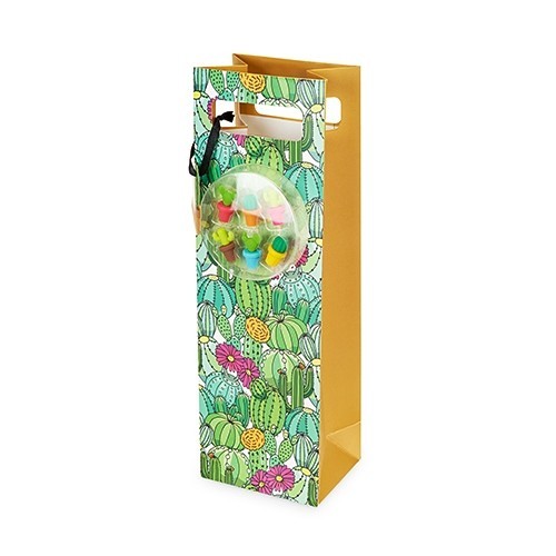 Colorful Cactus Motif Wine Bag and Silicone Wine Markers by Cakewalk