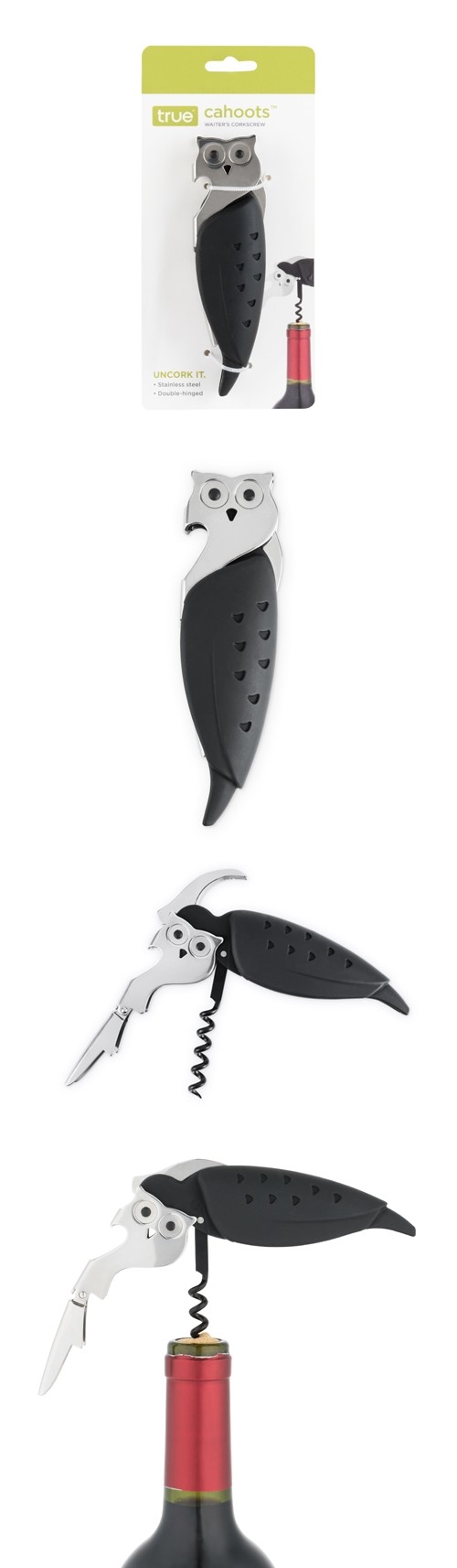 Cahoots Owl Soft-Touch & Stainless-Steel Waiter's Corkscrew by True
