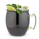 Black Moscow Mule Mug with Gold Handle by True (2 Pack)