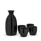 Moga: 5-Piece Sake Set in Glossy Black by True