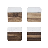 Rustic Farmhouse: Marble & Acacia-Wood Coasters by Twine (Set of 4)