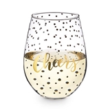 Confetti "Cheers" Design 30 oz Stemless Wine Glass by Blush