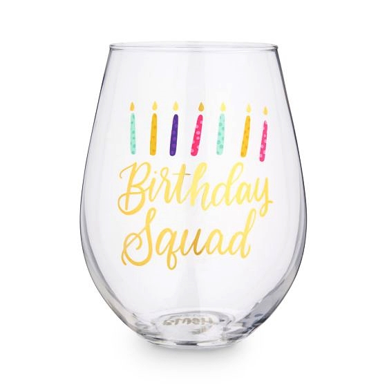 "Birthday Squad" Candles Design 30 oz Stemless Wine Glass