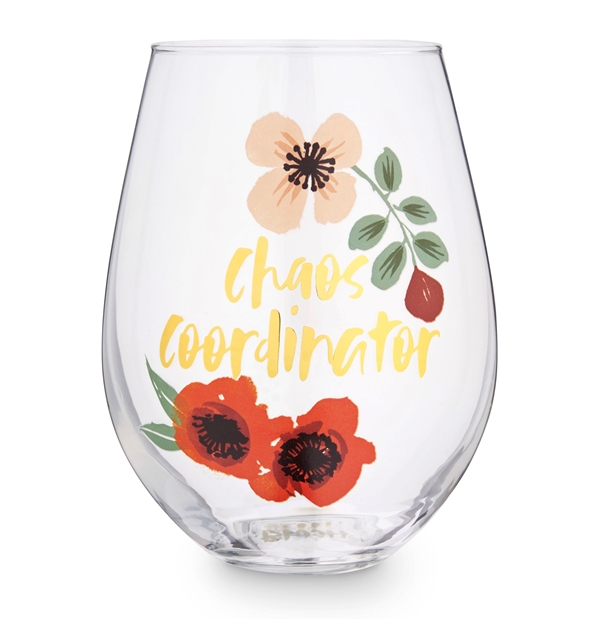 "Chaos Coordinator" Floral Design 30 oz Stemless Wine Glass