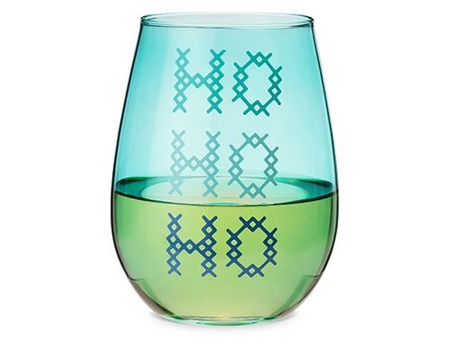 "HO HO HO" 20oz Stemless Wine Glass by Blush