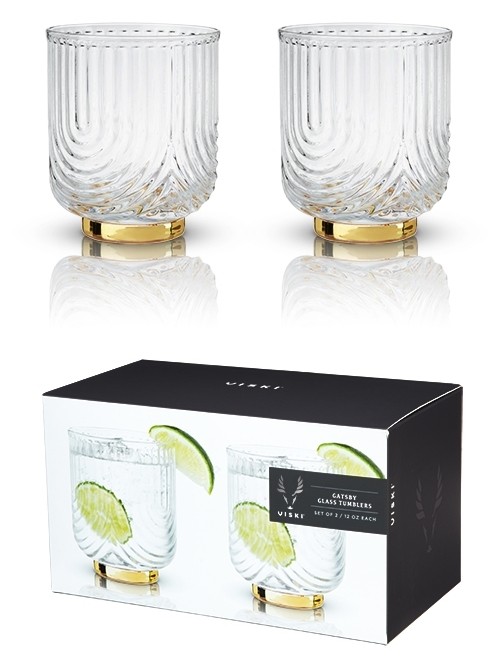 Belmont: Gatsby Glass Art Deco Tumblers by VISKI (Set of 2)