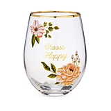 Choose Happy Stemless Wine Glass by Twine