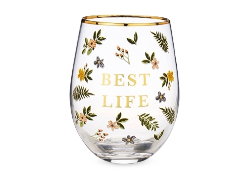 Best Life Stemless Wine Glass by Twine