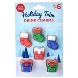 "Holiday Trim" Drink Charms by TrueZOO (Set of 6)