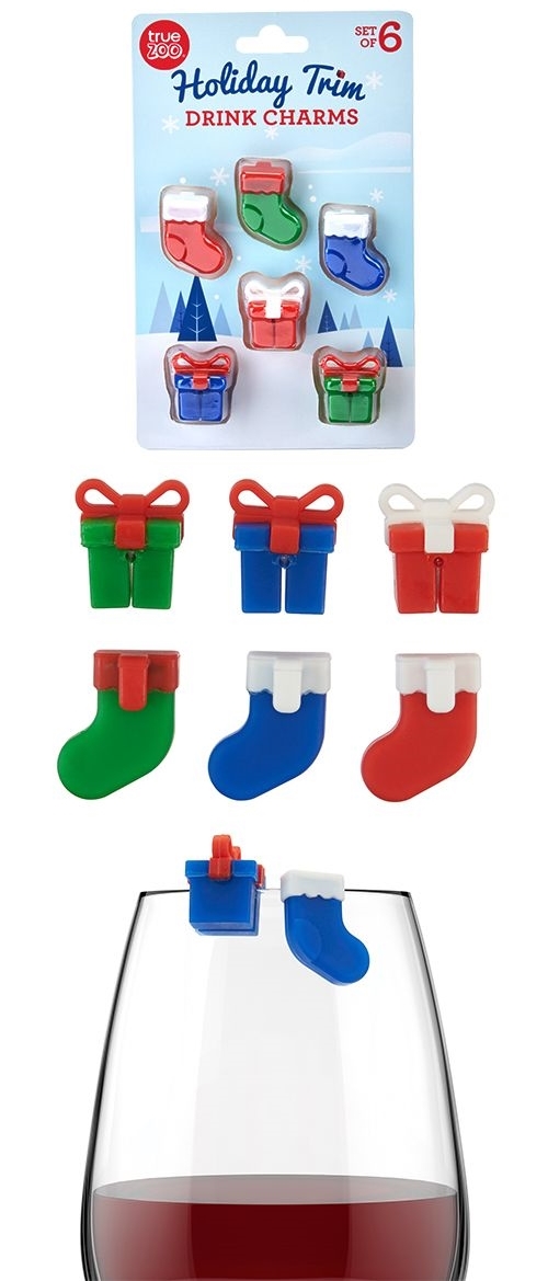 "Holiday Trim" Drink Charms by TrueZOO (Set of 6)