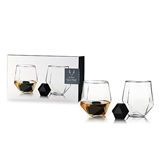 4-Piece Faceted Tumblers & Hexagonal Basalt Stones Set by VISKI