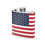 Stainless-Steel with Vegan-Leather-Wrapped American Flag Flask by True