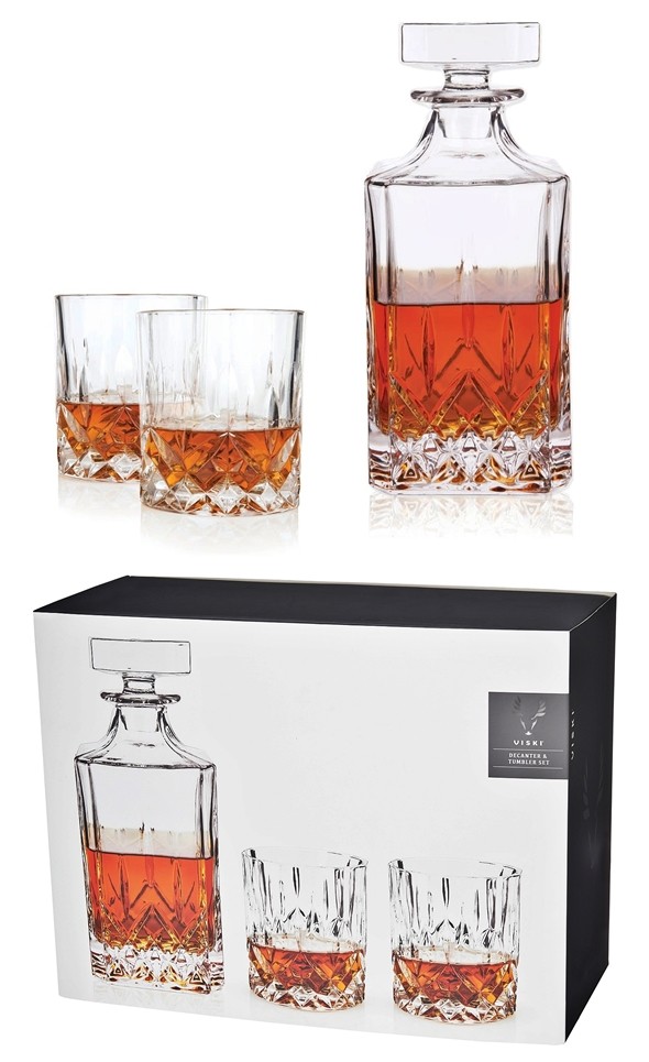 Admiral: Multi-Faceted Cut Glass Decanter & Tumbler Set by VISKI