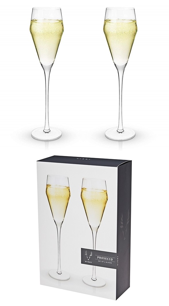 Raye: Lead-Free Crystal Prosecco Glasses by VISKI (Set of 2)