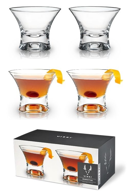 Modern Design Lead-Free Crystal Manhattan Glasses by VISKI (Set of 2)